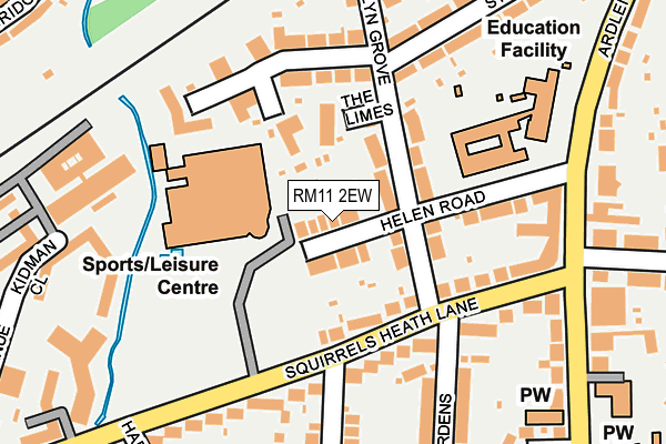 RM11 2EW map - OS OpenMap – Local (Ordnance Survey)