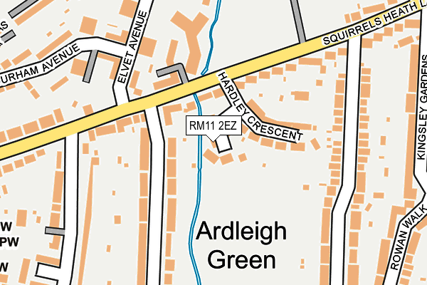 RM11 2EZ map - OS OpenMap – Local (Ordnance Survey)