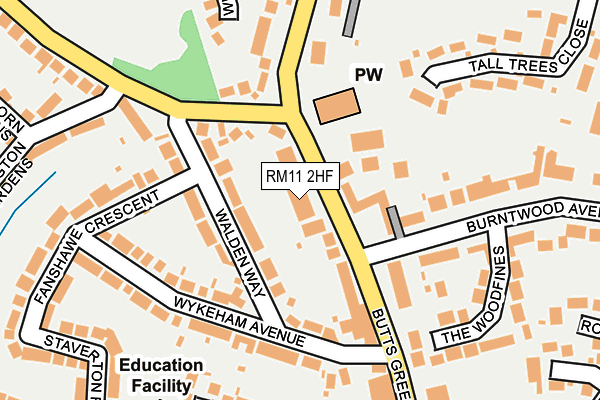 RM11 2HF map - OS OpenMap – Local (Ordnance Survey)