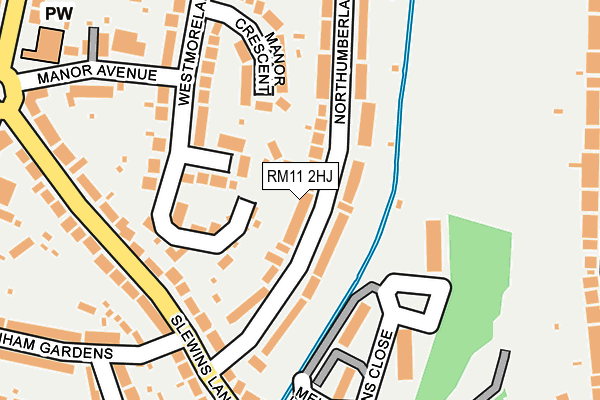 RM11 2HJ map - OS OpenMap – Local (Ordnance Survey)