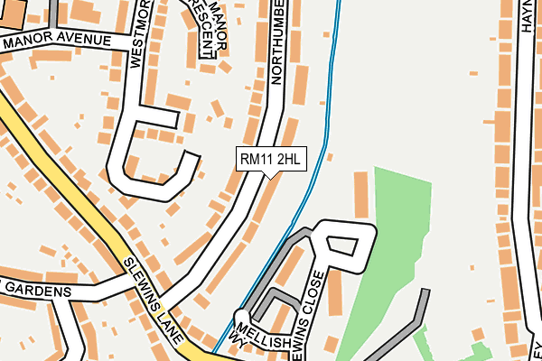 RM11 2HL map - OS OpenMap – Local (Ordnance Survey)