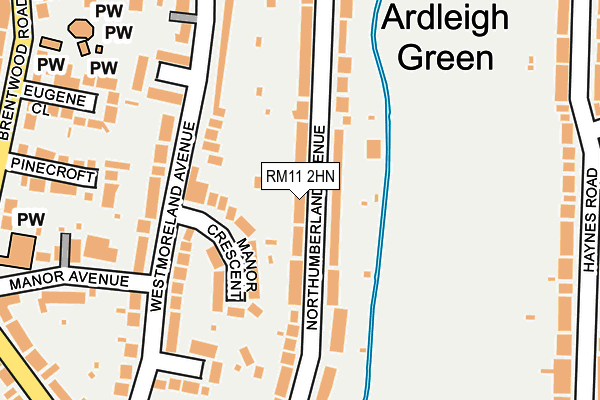 RM11 2HN map - OS OpenMap – Local (Ordnance Survey)