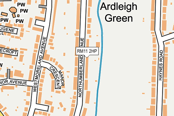 RM11 2HP map - OS OpenMap – Local (Ordnance Survey)