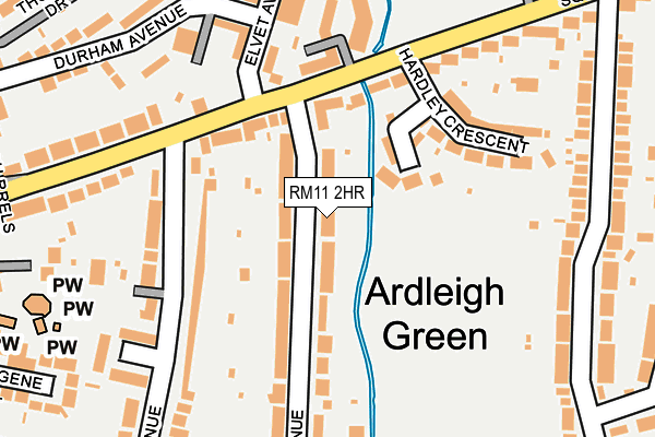 RM11 2HR map - OS OpenMap – Local (Ordnance Survey)