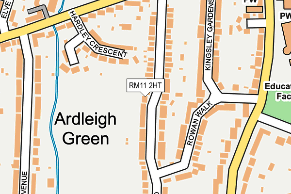 RM11 2HT map - OS OpenMap – Local (Ordnance Survey)
