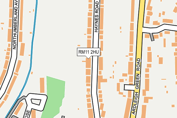 RM11 2HU map - OS OpenMap – Local (Ordnance Survey)