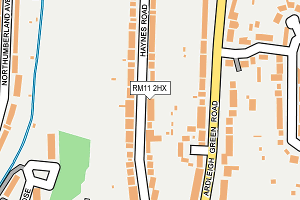 RM11 2HX map - OS OpenMap – Local (Ordnance Survey)