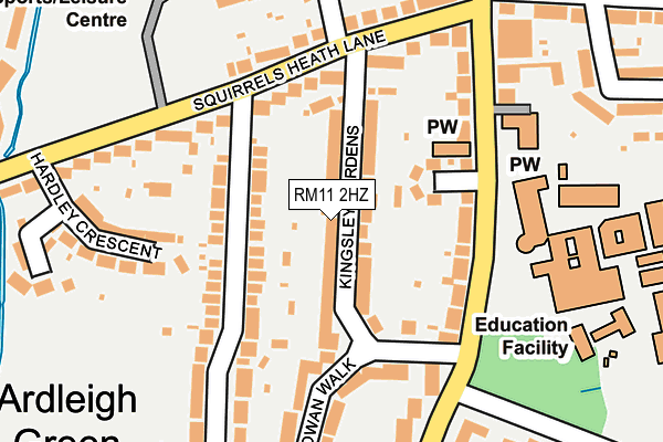 RM11 2HZ map - OS OpenMap – Local (Ordnance Survey)