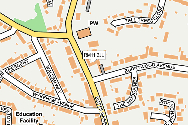 RM11 2JL map - OS OpenMap – Local (Ordnance Survey)