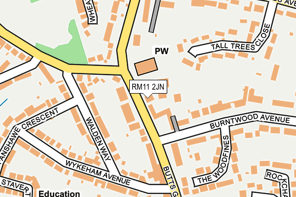 RM11 2JN map - OS OpenMap – Local (Ordnance Survey)