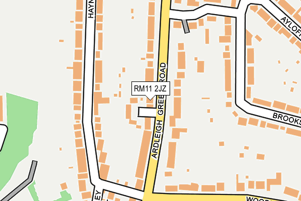 RM11 2JZ map - OS OpenMap – Local (Ordnance Survey)