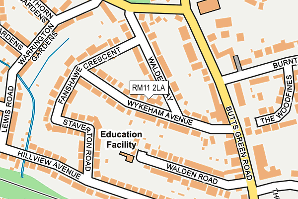 RM11 2LA map - OS OpenMap – Local (Ordnance Survey)