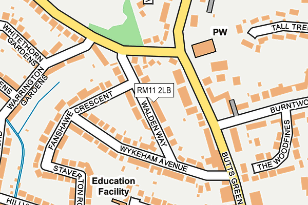 RM11 2LB map - OS OpenMap – Local (Ordnance Survey)