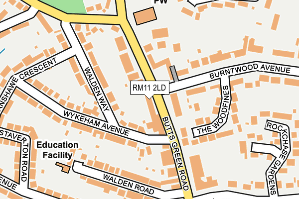 RM11 2LD map - OS OpenMap – Local (Ordnance Survey)
