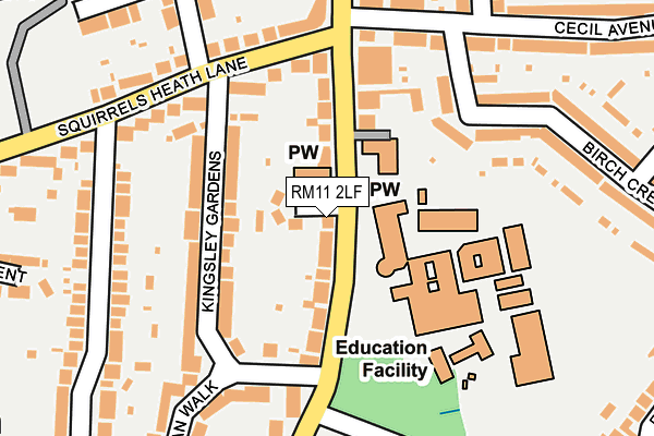 RM11 2LF map - OS OpenMap – Local (Ordnance Survey)