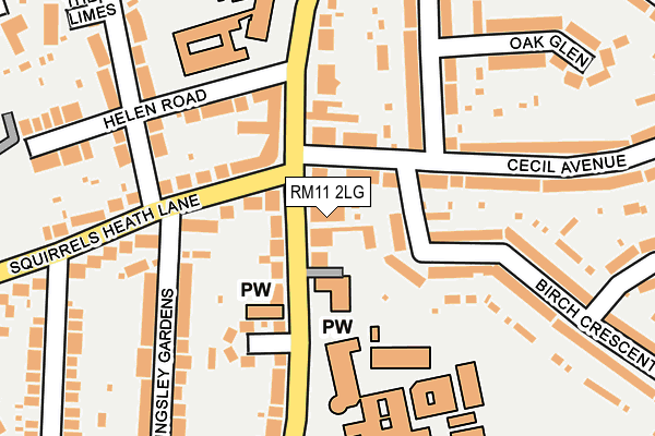 RM11 2LG map - OS OpenMap – Local (Ordnance Survey)