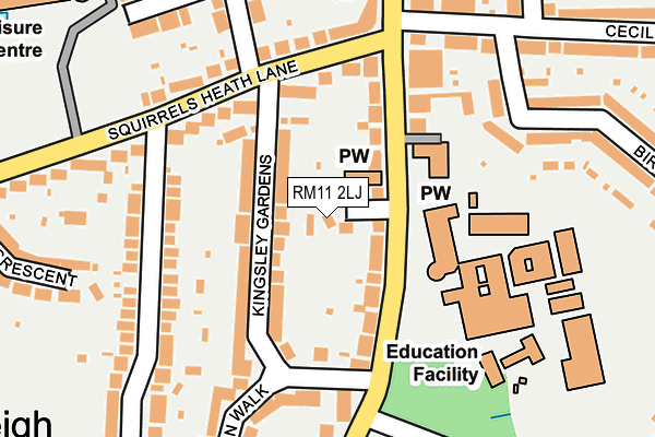 RM11 2LJ map - OS OpenMap – Local (Ordnance Survey)