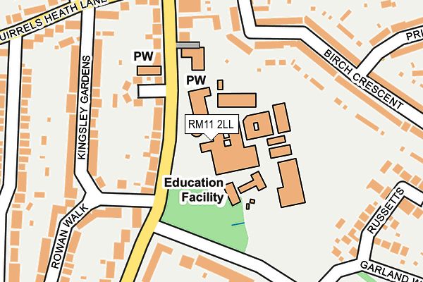 RM11 2LL map - OS OpenMap – Local (Ordnance Survey)