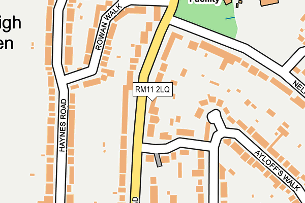 RM11 2LQ map - OS OpenMap – Local (Ordnance Survey)