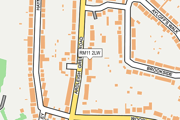 RM11 2LW map - OS OpenMap – Local (Ordnance Survey)