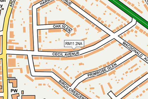 RM11 2NA map - OS OpenMap – Local (Ordnance Survey)