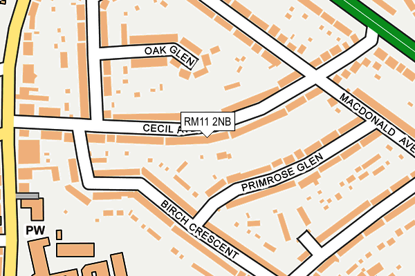 RM11 2NB map - OS OpenMap – Local (Ordnance Survey)