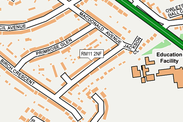 RM11 2NF map - OS OpenMap – Local (Ordnance Survey)