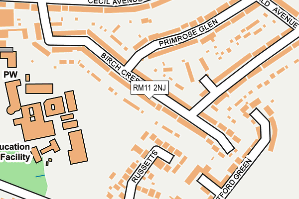 RM11 2NJ map - OS OpenMap – Local (Ordnance Survey)