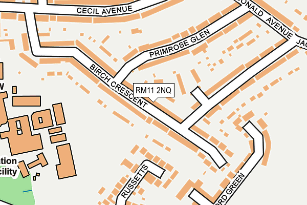 RM11 2NQ map - OS OpenMap – Local (Ordnance Survey)