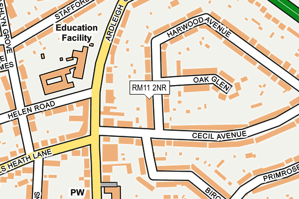 RM11 2NR map - OS OpenMap – Local (Ordnance Survey)