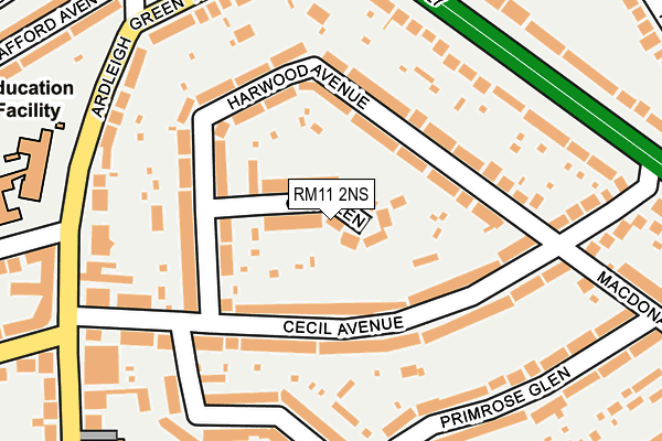 RM11 2NS map - OS OpenMap – Local (Ordnance Survey)