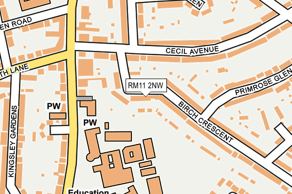 RM11 2NW map - OS OpenMap – Local (Ordnance Survey)