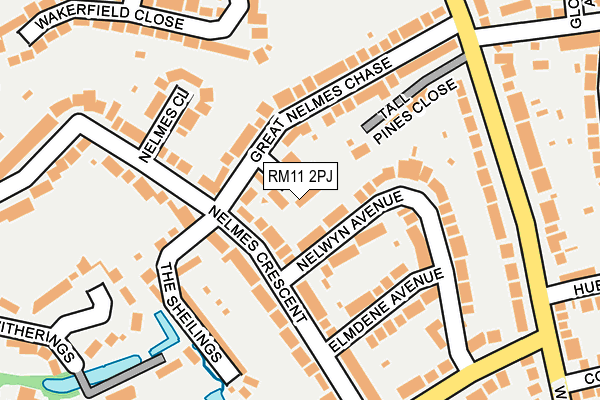 RM11 2PJ map - OS OpenMap – Local (Ordnance Survey)