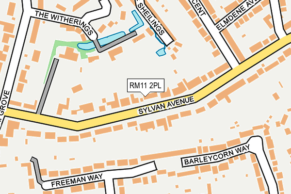 RM11 2PL map - OS OpenMap – Local (Ordnance Survey)