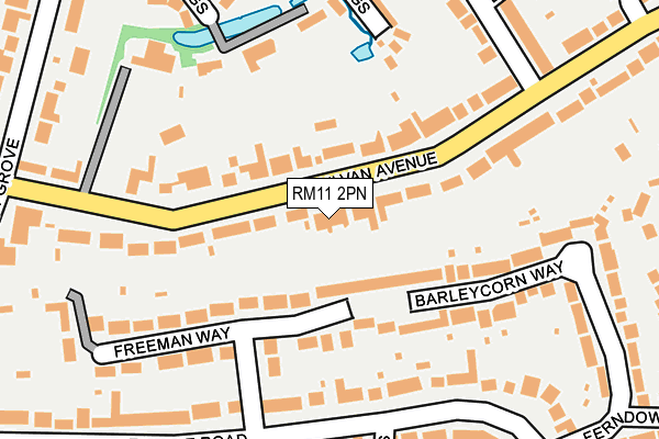 RM11 2PN map - OS OpenMap – Local (Ordnance Survey)