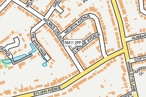 RM11 2PP map - OS OpenMap – Local (Ordnance Survey)