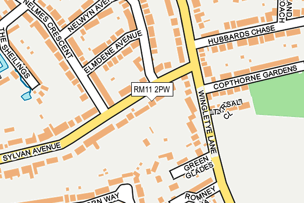 RM11 2PW map - OS OpenMap – Local (Ordnance Survey)