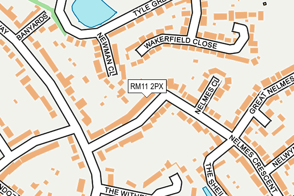 RM11 2PX map - OS OpenMap – Local (Ordnance Survey)