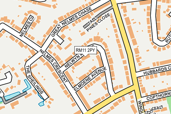 RM11 2PY map - OS OpenMap – Local (Ordnance Survey)
