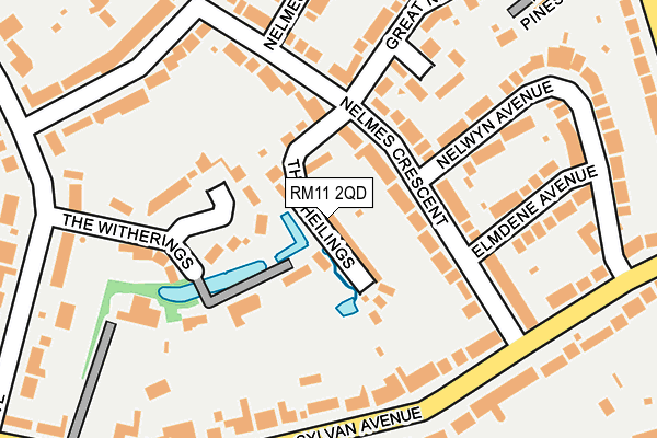 RM11 2QD map - OS OpenMap – Local (Ordnance Survey)