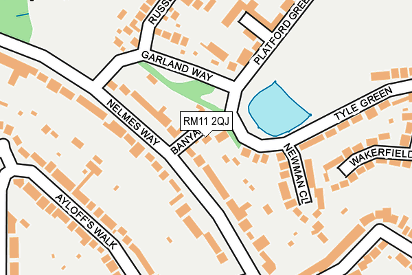 RM11 2QJ map - OS OpenMap – Local (Ordnance Survey)