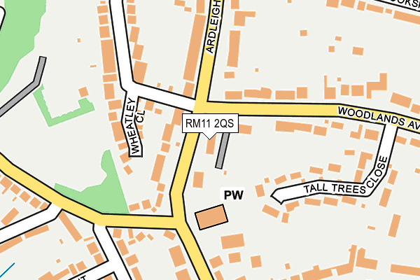 RM11 2QS map - OS OpenMap – Local (Ordnance Survey)