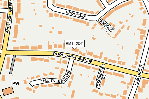 RM11 2QT map - OS OpenMap – Local (Ordnance Survey)