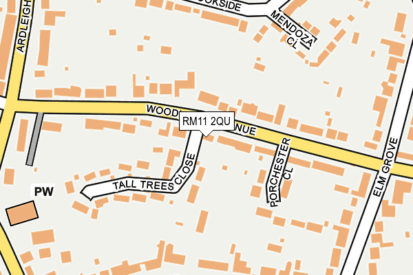 RM11 2QU map - OS OpenMap – Local (Ordnance Survey)