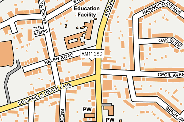 RM11 2SD map - OS OpenMap – Local (Ordnance Survey)