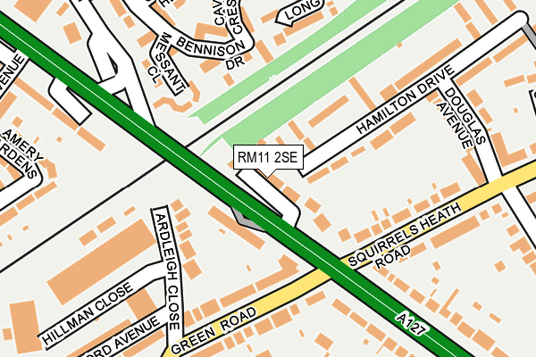 RM11 2SE map - OS OpenMap – Local (Ordnance Survey)