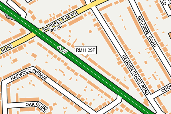 RM11 2SF map - OS OpenMap – Local (Ordnance Survey)