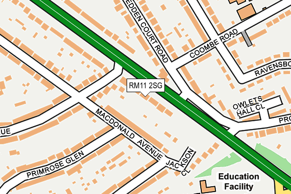 RM11 2SG map - OS OpenMap – Local (Ordnance Survey)