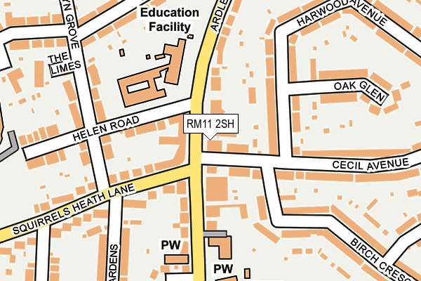 RM11 2SH map - OS OpenMap – Local (Ordnance Survey)