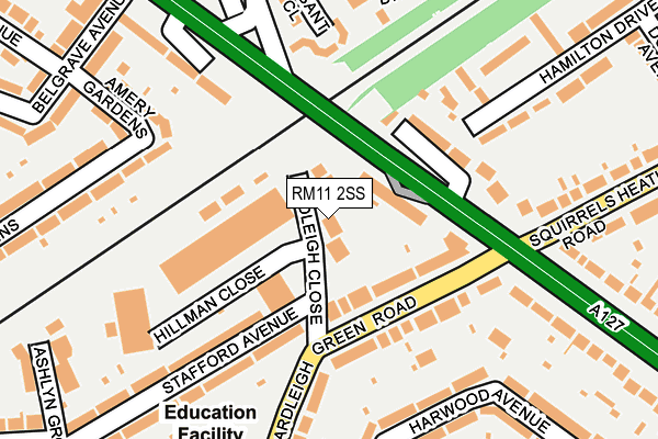 RM11 2SS map - OS OpenMap – Local (Ordnance Survey)